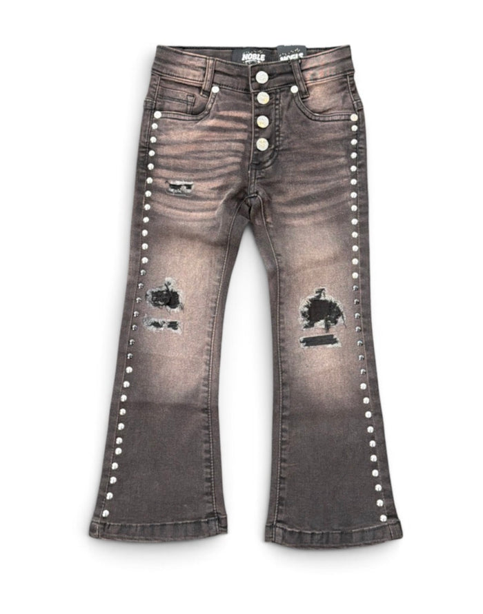 NOBLE Kids 'Studded' Premium Flared Denim in Taupe