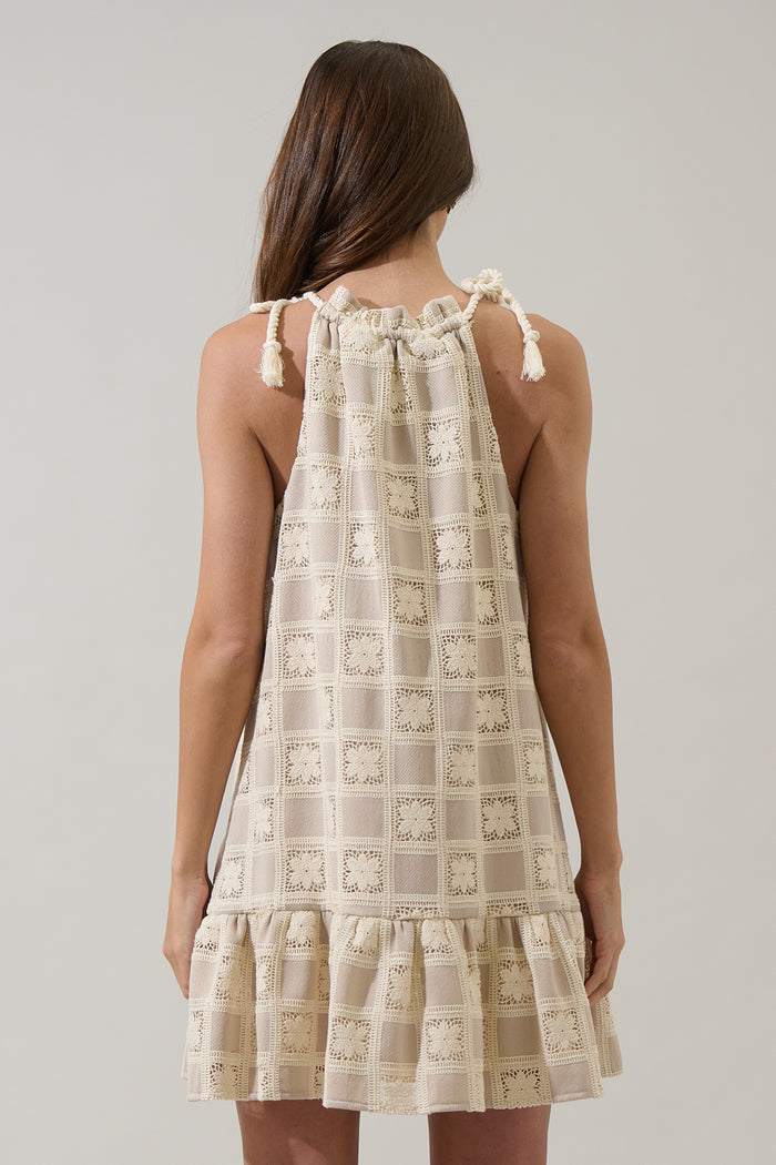 Norah Crochet Rumba Halter Mini Dress