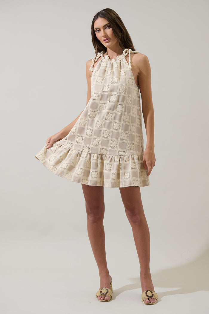 Norah Crochet Rumba Halter Mini Dress