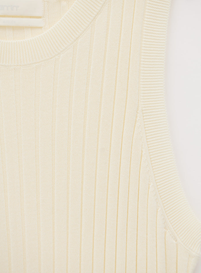 Off White Sleeveless Knit Dress
