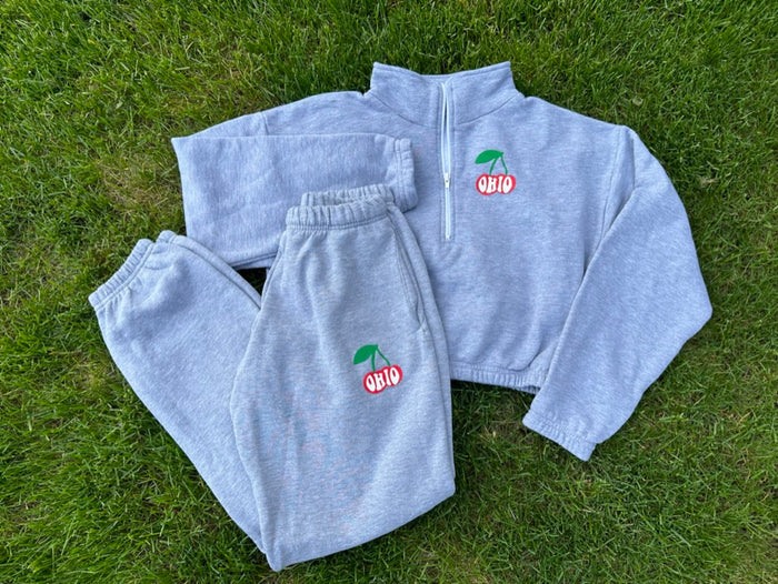 Ohio Cherries Crop Half Zip Sweatshirt - Recess Apparel LLC