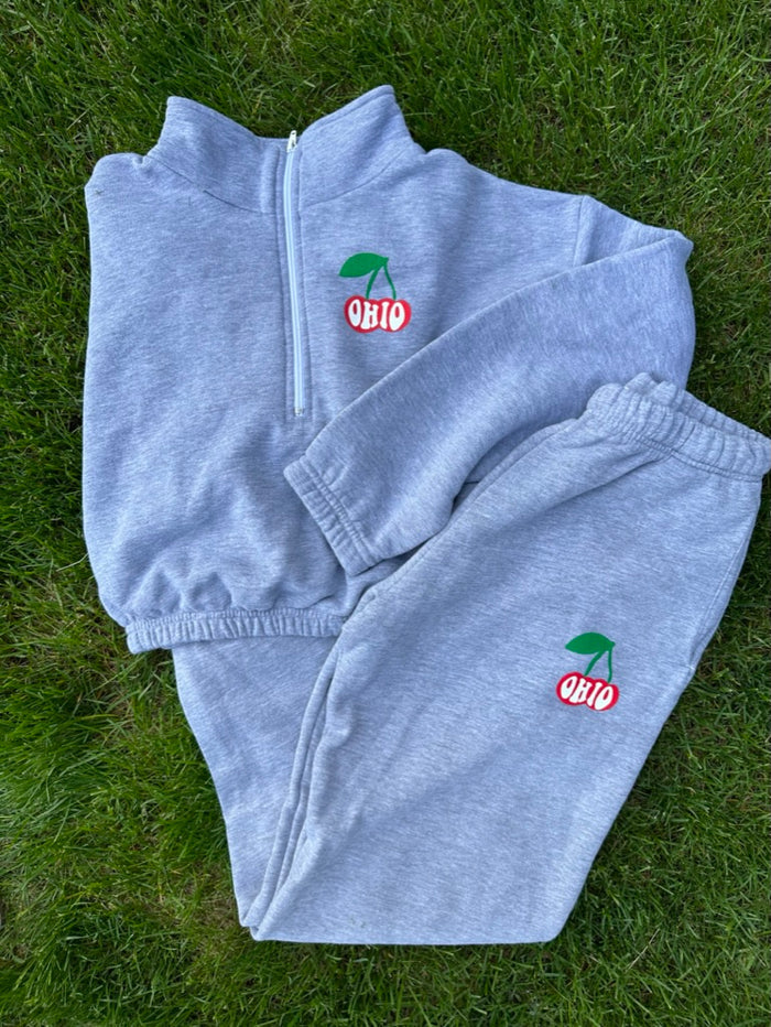 Ohio Cherries Crop Half Zip Sweatshirt - Recess Apparel LLC