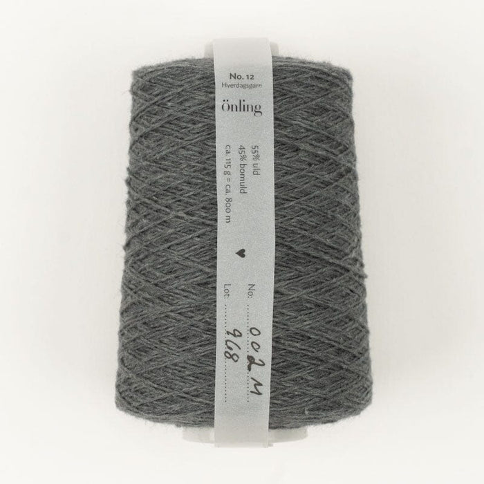 Önling No 12: All - season wool and cotton blend yarn - Dark slate melange (002m)