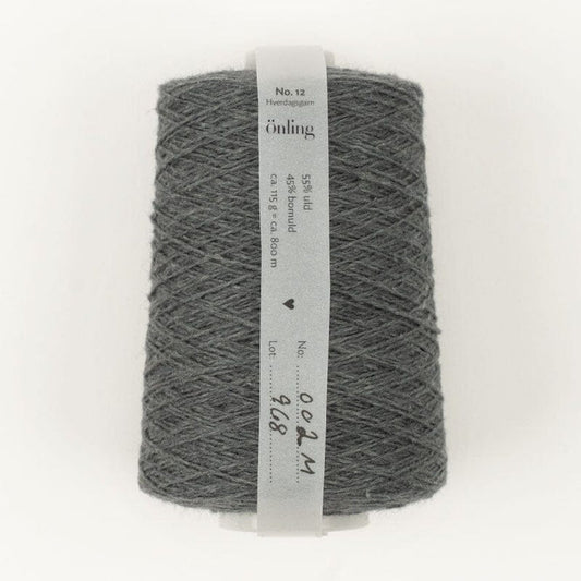 Önling No 12: All - season wool and cotton blend yarn - Dark slate melange (002m)