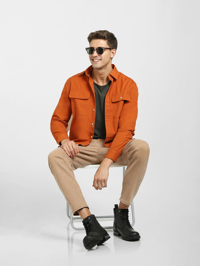 Orange Organic Cotton Overshirt