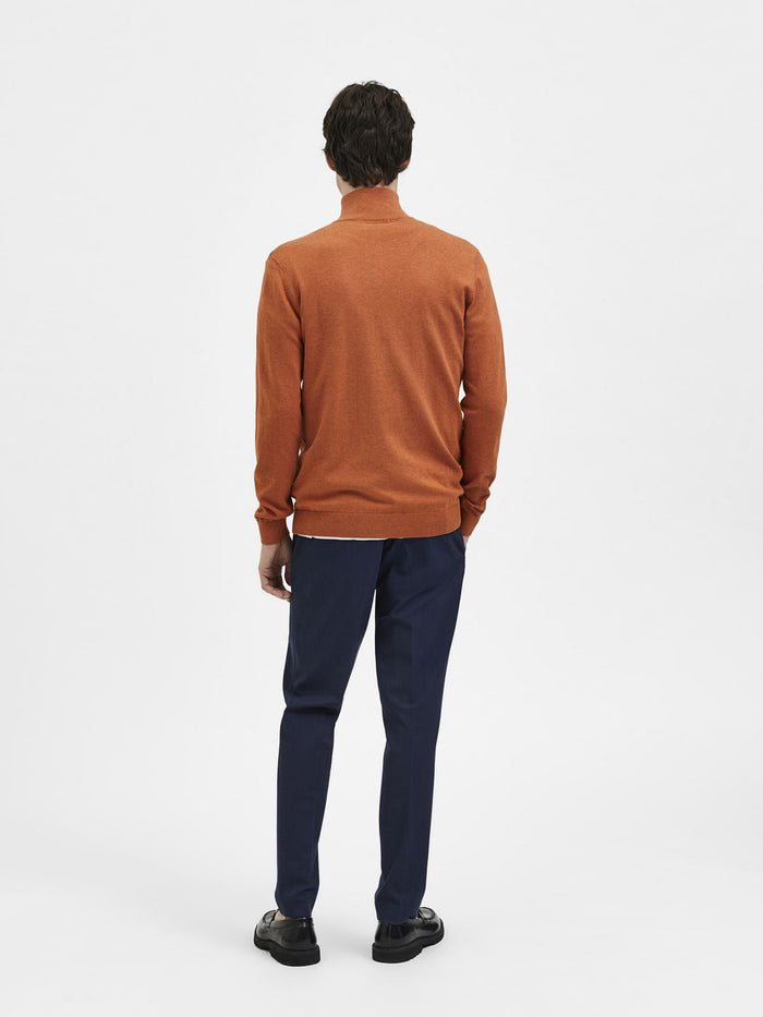Orange Turtleneck Zip Up Cardigan