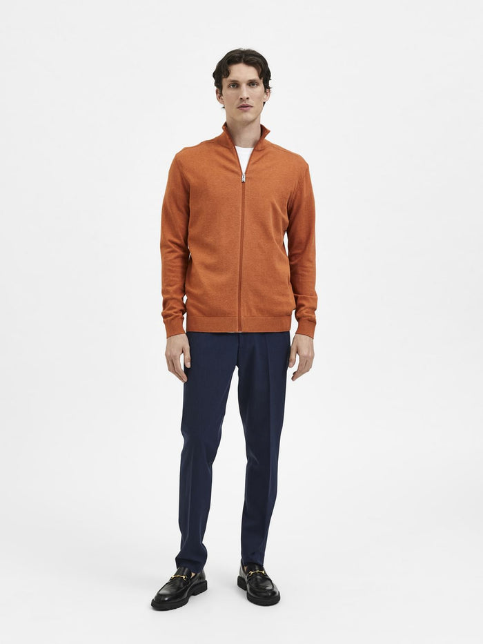 Orange Turtleneck Zip Up Cardigan