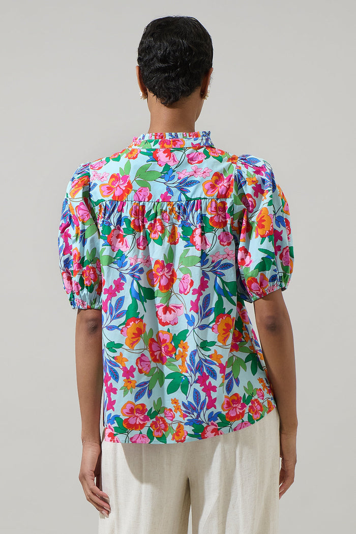 Orlena Floral Daly Split Neck Top
