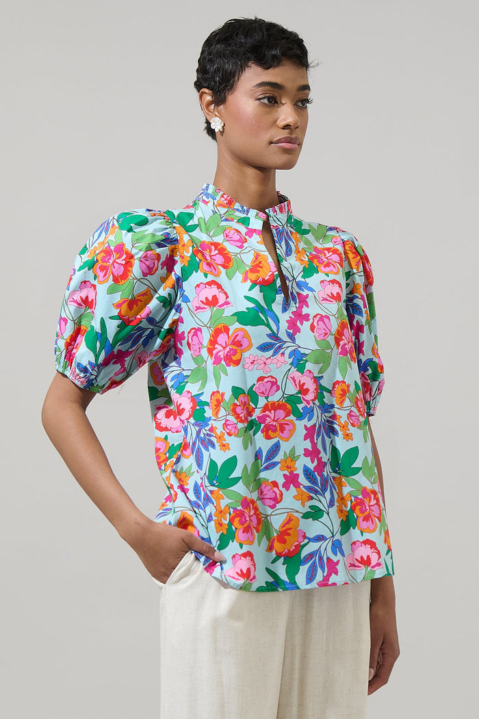 Orlena Floral Daly Split Neck Top