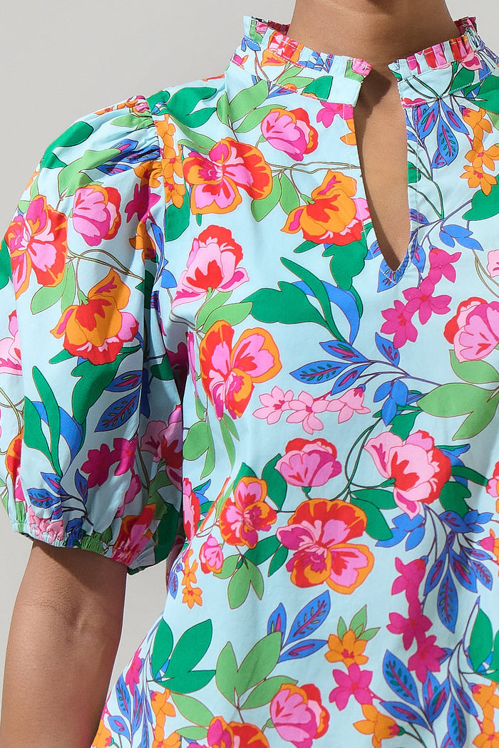 Orlena Floral Daly Split Neck Top