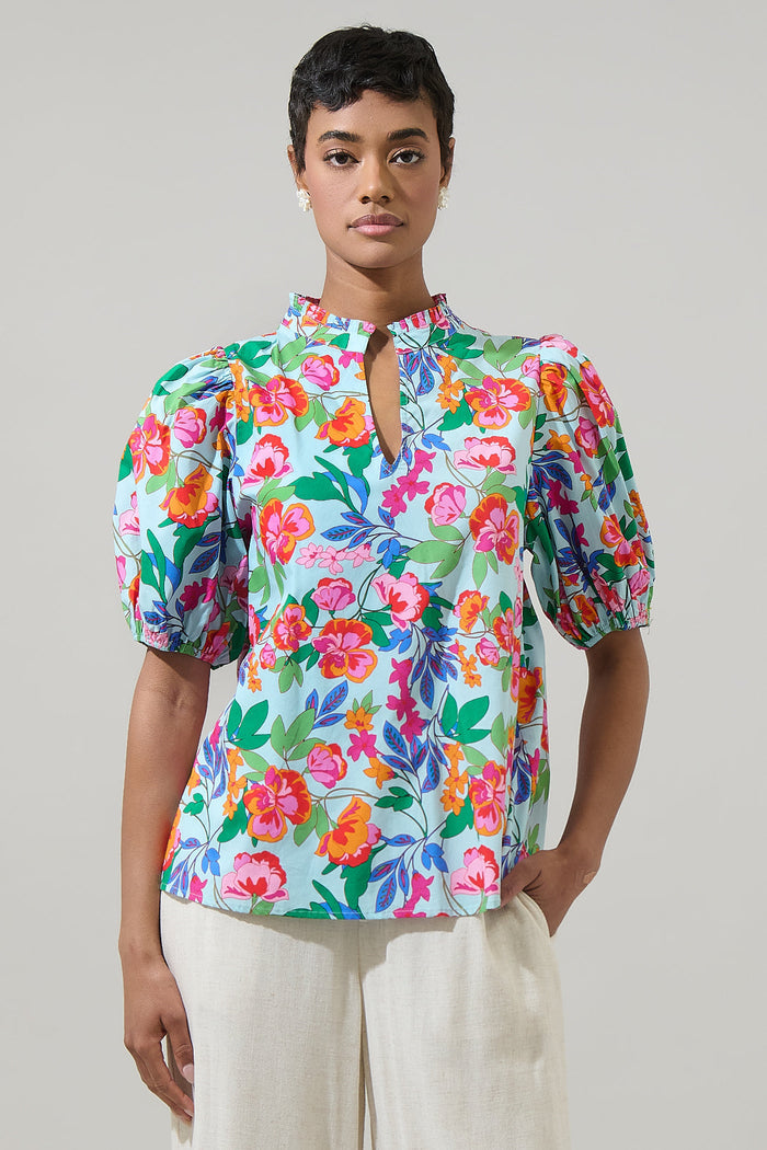 Orlena Floral Daly Split Neck Top