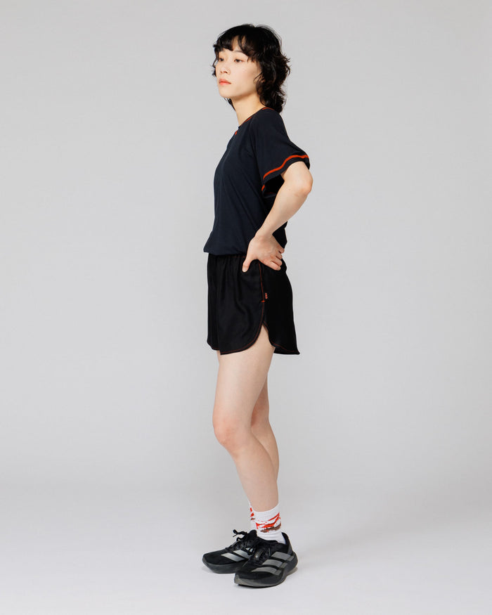 Outnback Running Short in black, side profile on model