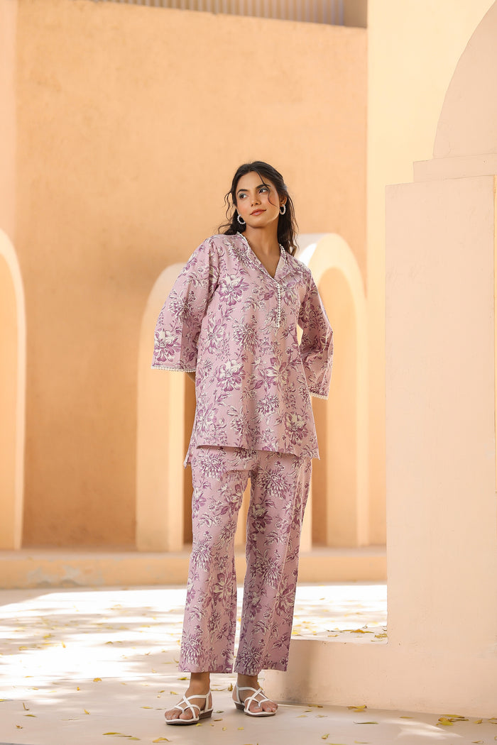 Oyster Pink Cotton Flex Co-ord Set