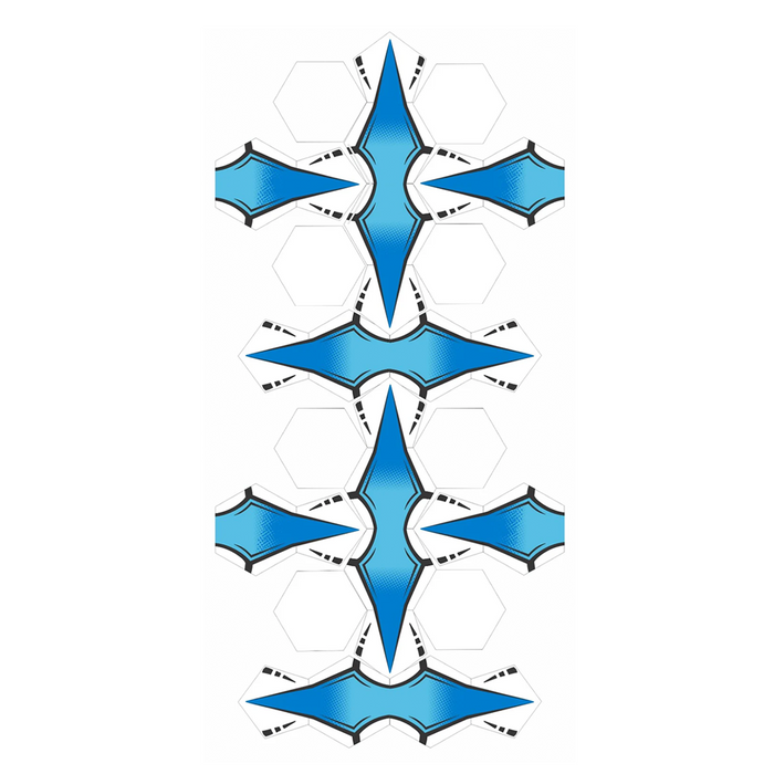 Blue geometric pattern on a white background