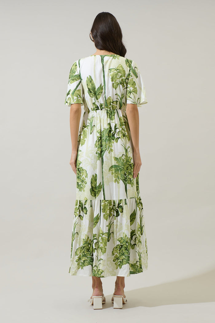 Palmet Tropical Evianna Flutter Maxi Dress