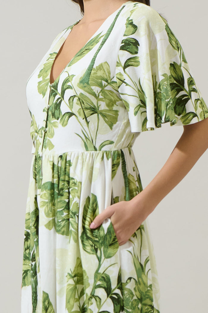 Palmet Tropical Evianna Flutter Maxi Dress