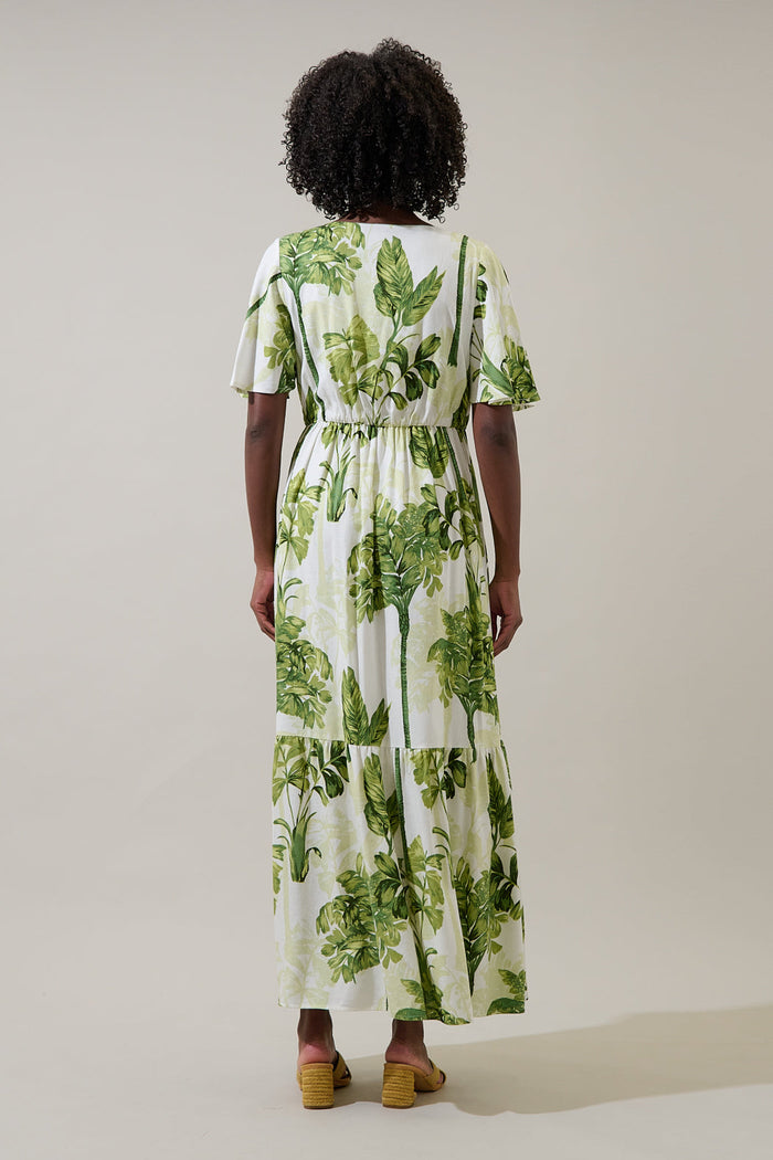 Palmet Tropical Evianna Flutter Maxi Dress