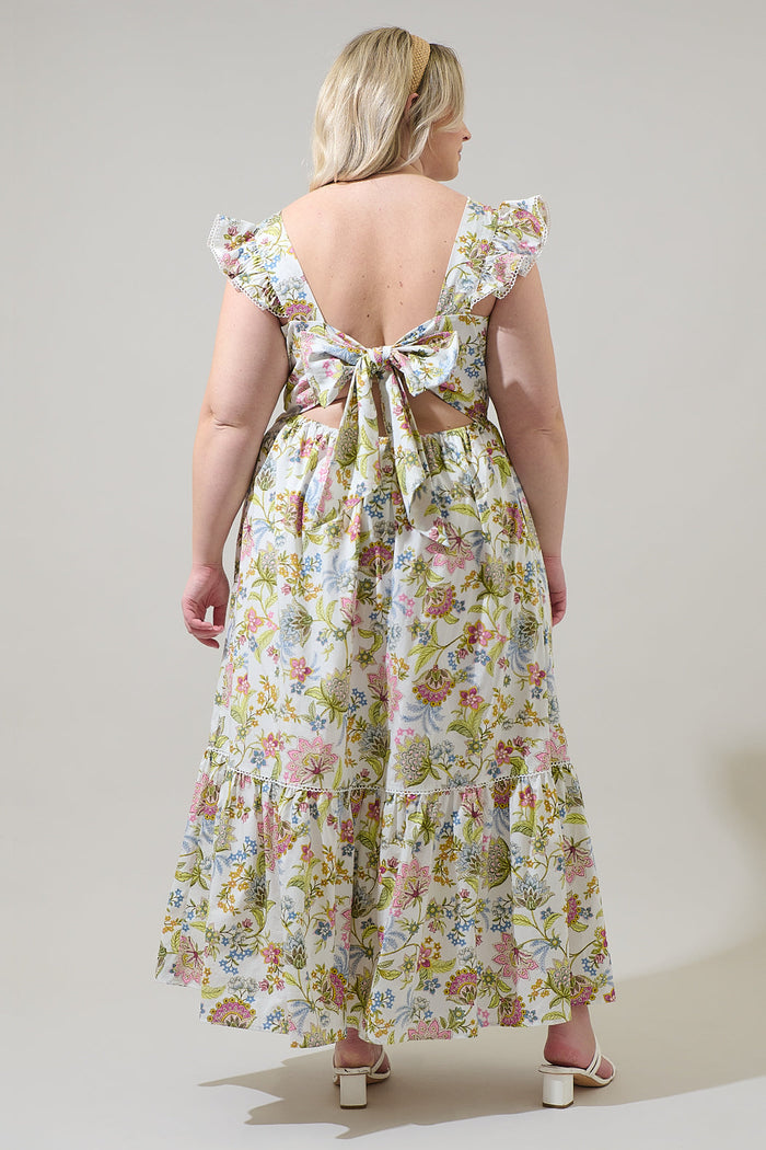 Pany Floral Mawar Ruffle Maxi Dress Curve