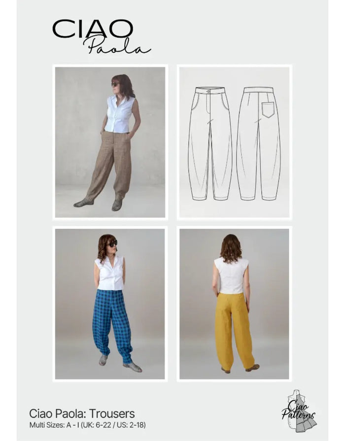 Paola Trousers Paper Sewing Pattern, Ciao Patterns