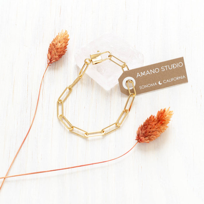 Paperclip, Padlock Statement Chain Bracelet
