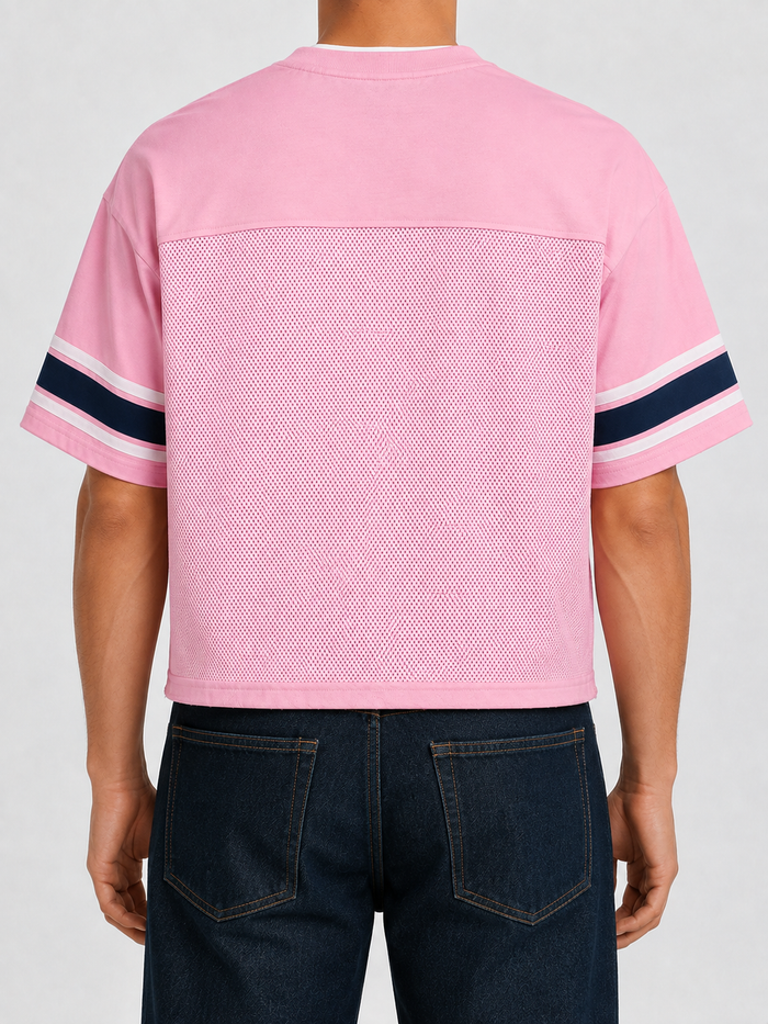 Pink cropped jersey T-shirt by PAPERCUT featuring the 'Ambition' design, casual fit and soft fabric.