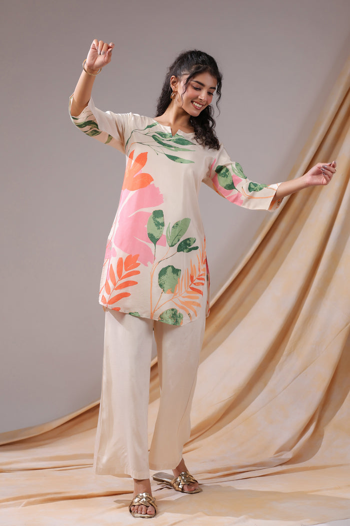 Pastel Garden Russian Silk Co-ord Set