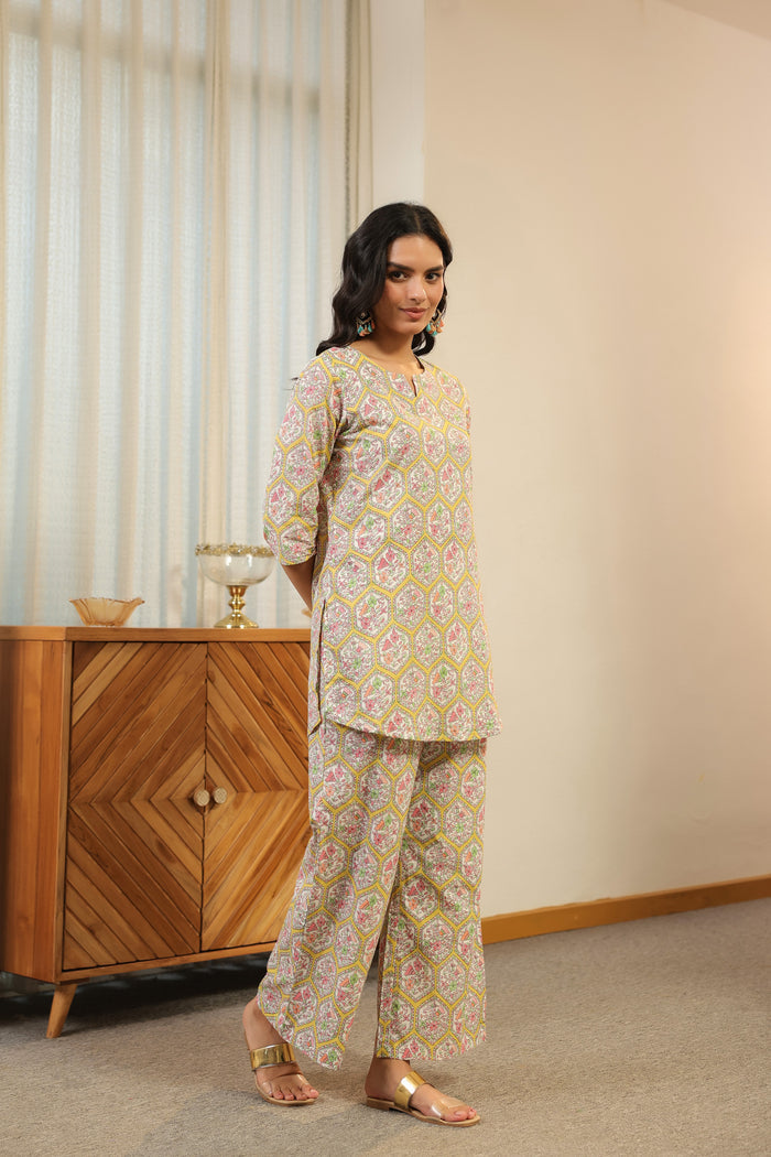 Pastel Mosaic Printed Cotton Co-ord Set