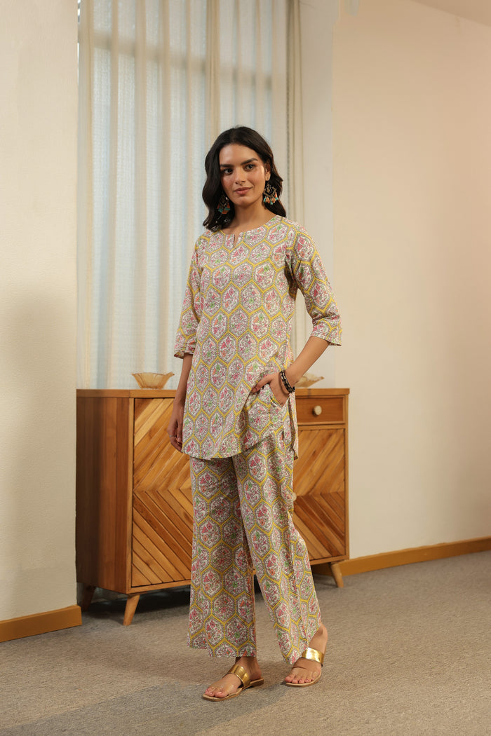 Pastel Mosaic Printed Cotton Co-ord Set