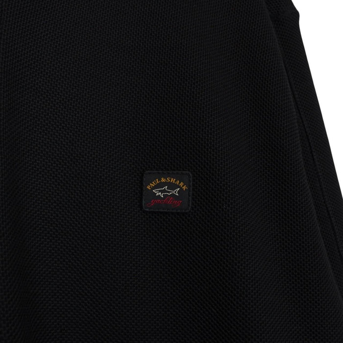 Paul & Shark black hoodie with logo patch, full zip, made of cotton.