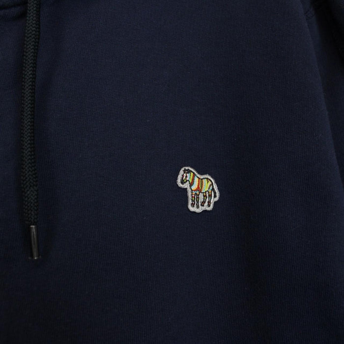 Paul Smith navy blue hoodie with zebra logo, full zip, cotton material.