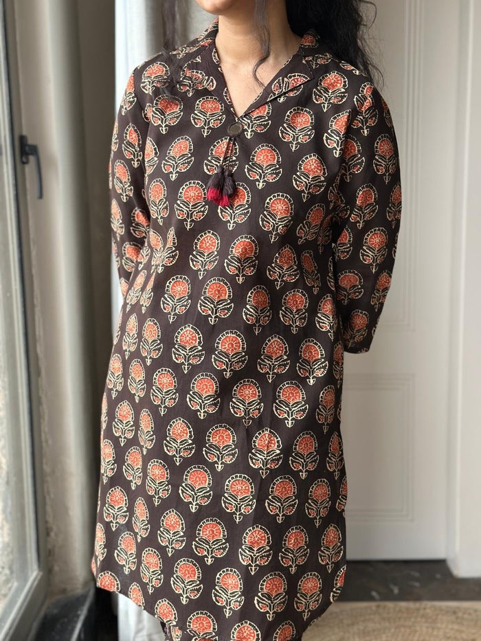 Pavi Printed Coord Set- Black Boota