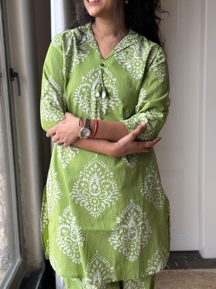 Pavi Printed Coord Set- Green
