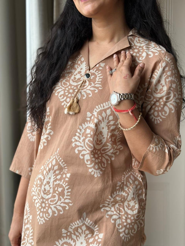 Pavi Printed Coord Set- Nude Boota
