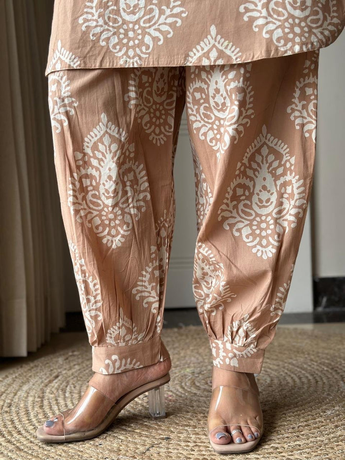 Pavi Printed Coord Set- Nude Boota