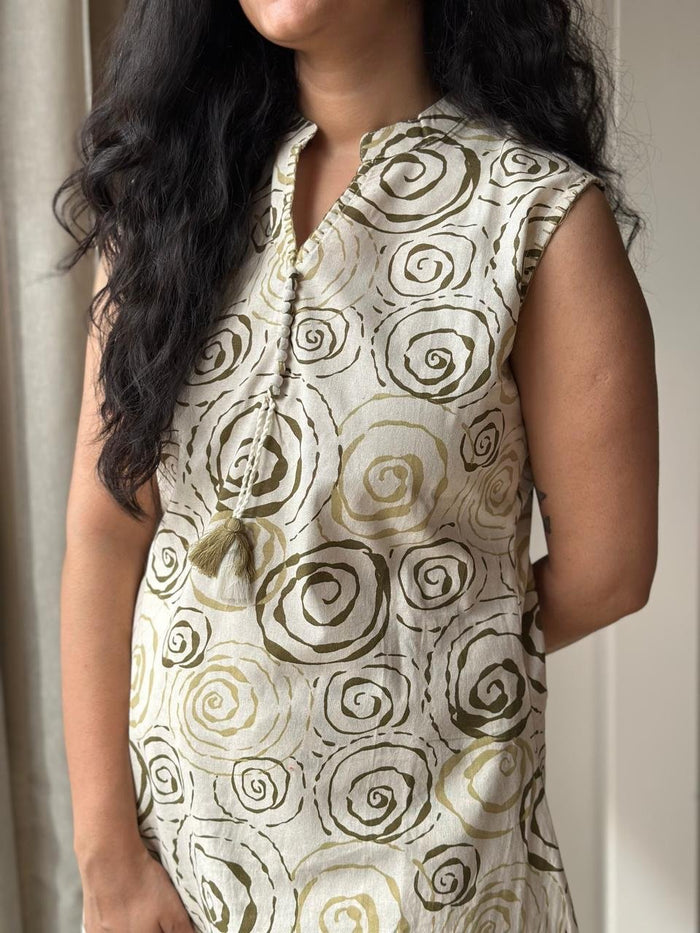 Pavitra Slub Cotton Coord Set- Olive