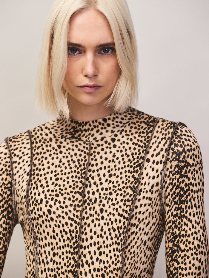 Petite Animal Print Seam Detail Dress
