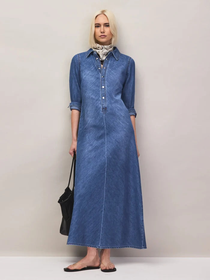 Indigo denim maxi dress