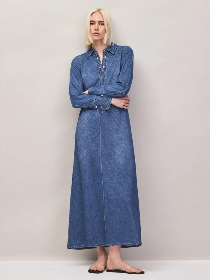Indigo denim maxi dress