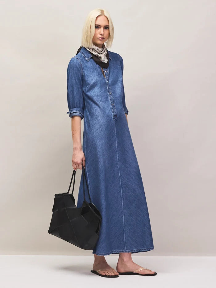 Indigo denim maxi dress
