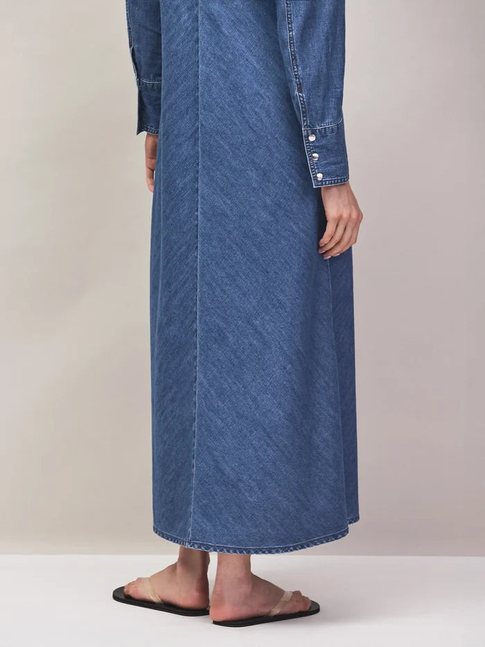Indigo denim maxi dress