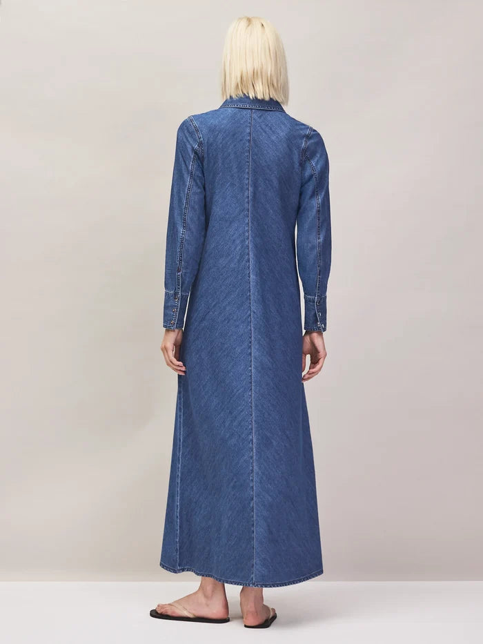 Indigo denim maxi dress