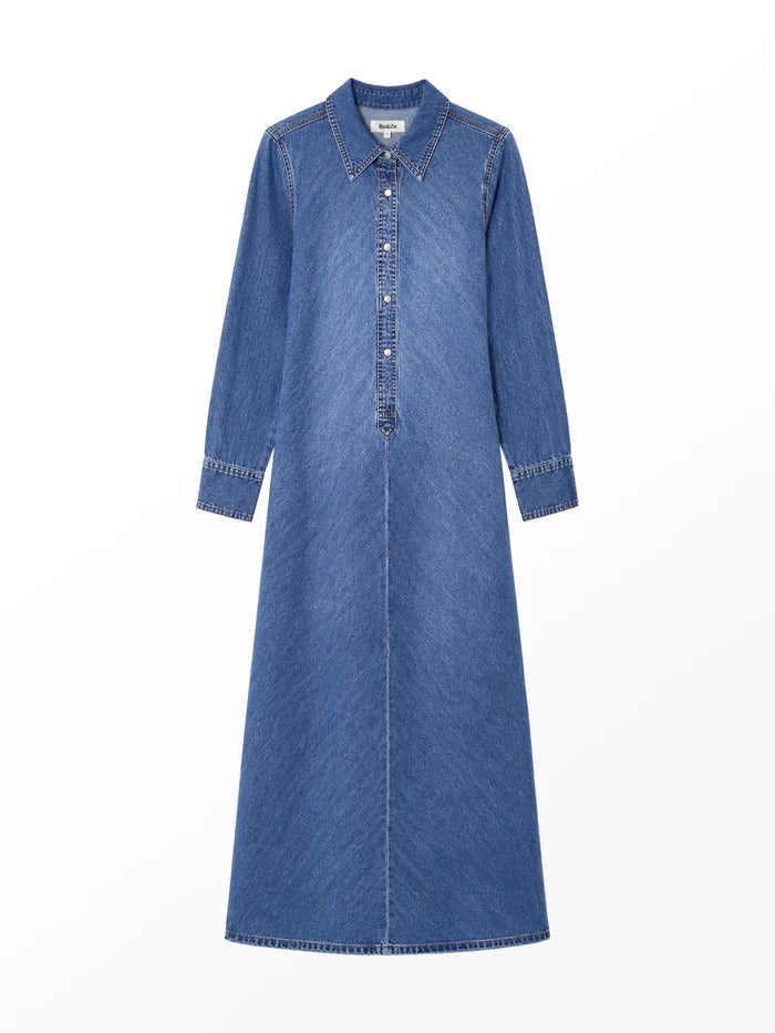 Indigo denim maxi dress