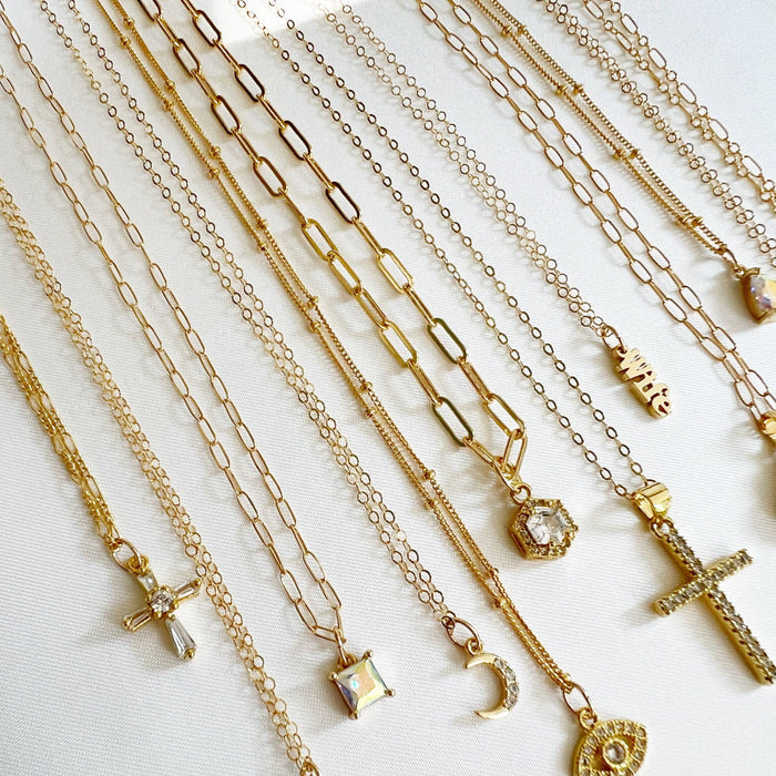 Petite CZ Cross Pendant Necklace