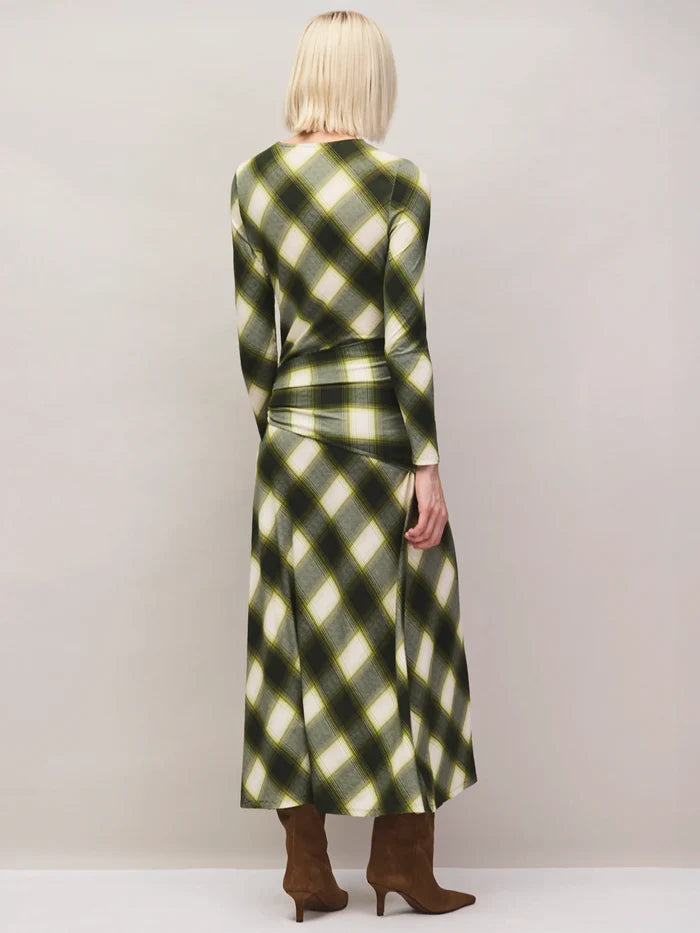 Petite Green Check Scarf Waist Dress
