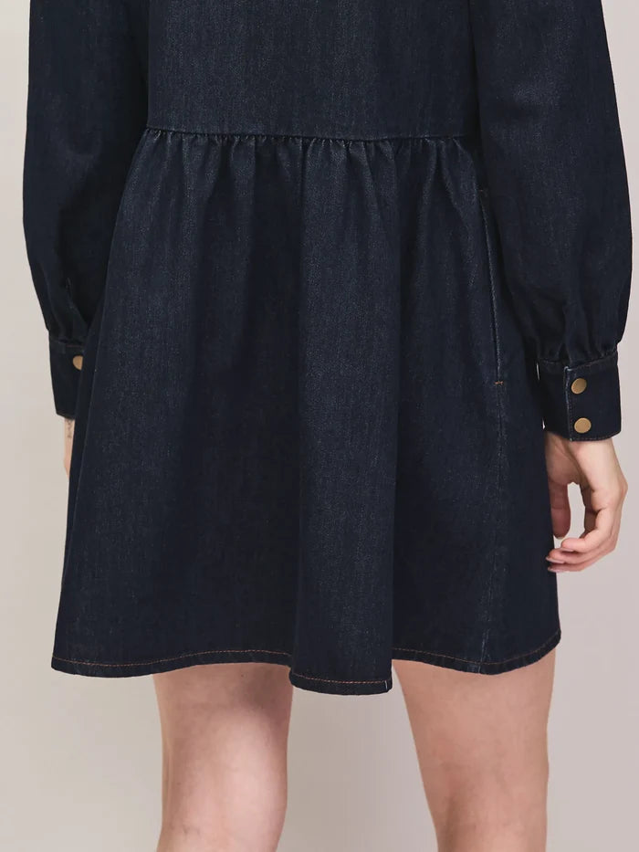 Petite Indigo Denim Zip Front Mini Dress