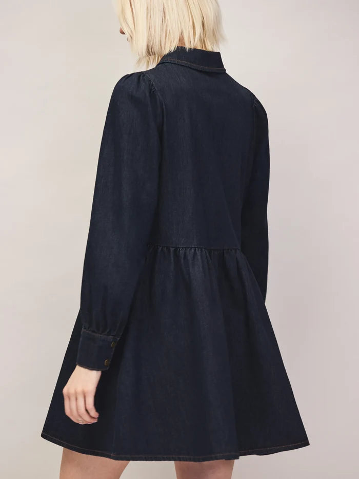 Petite Indigo Denim Zip Front Mini Dress