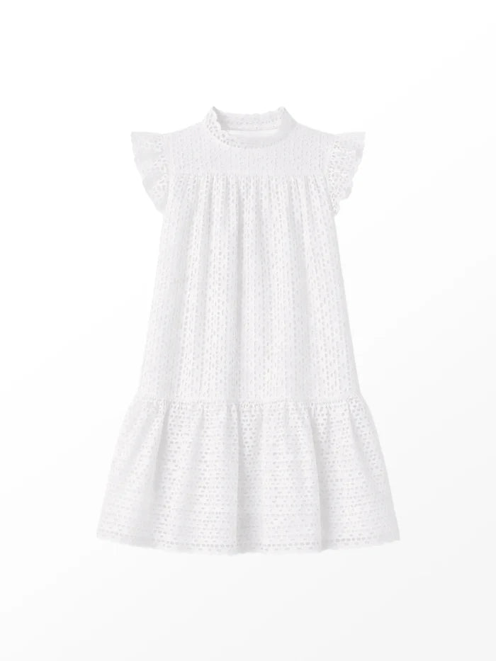 White Broderie Mini Dress Cotton