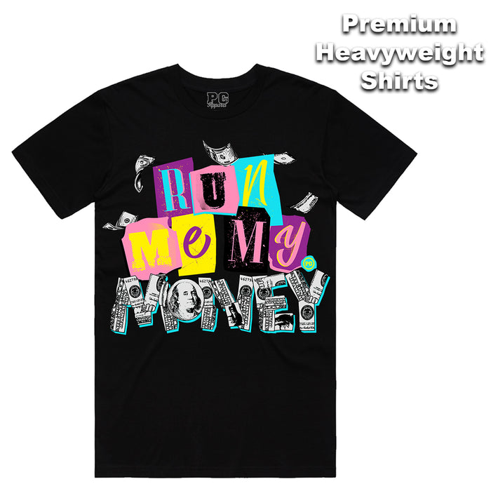 Black PG Apparel Ransom Money T-Shirt with bold graphic design, casual men's tee for streetwear style.