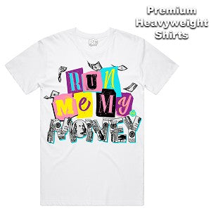 White PG Apparel Ransom Money T-Shirt, casual men's tee with printed graphic design, front view showing the shirt's fit and style.