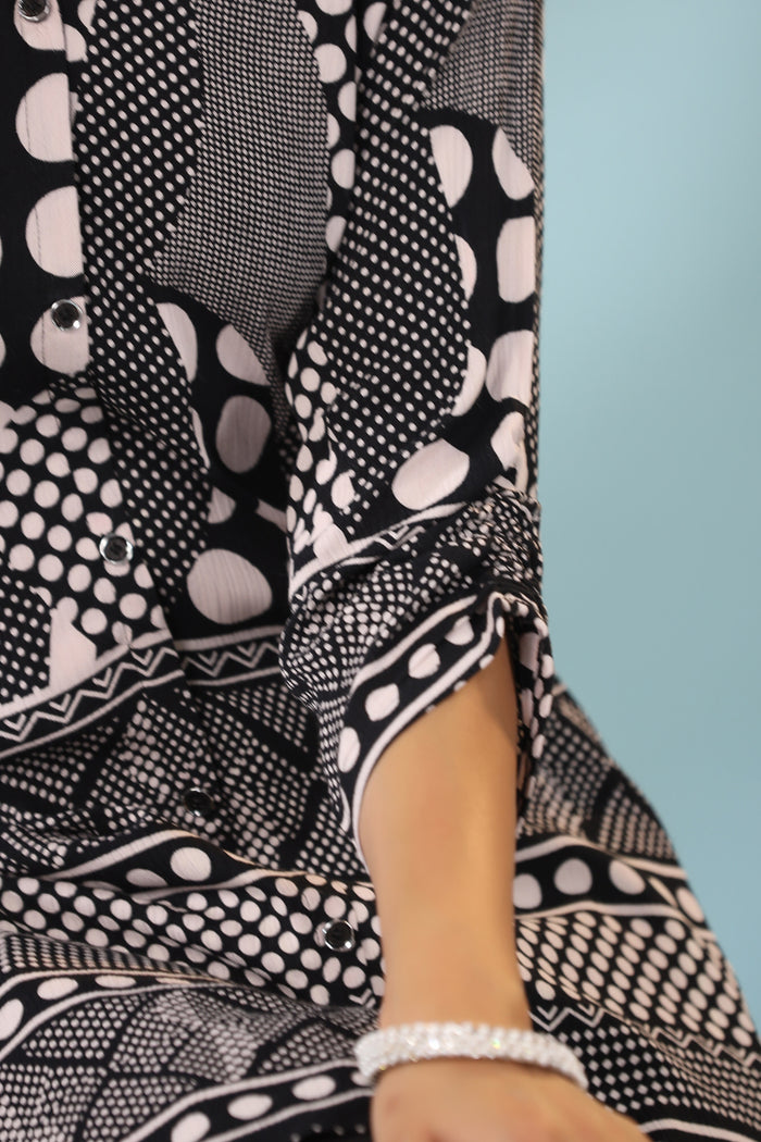 Plaid And Polka With Solid  Dhoti Pants Russian Silk Co-ord Set